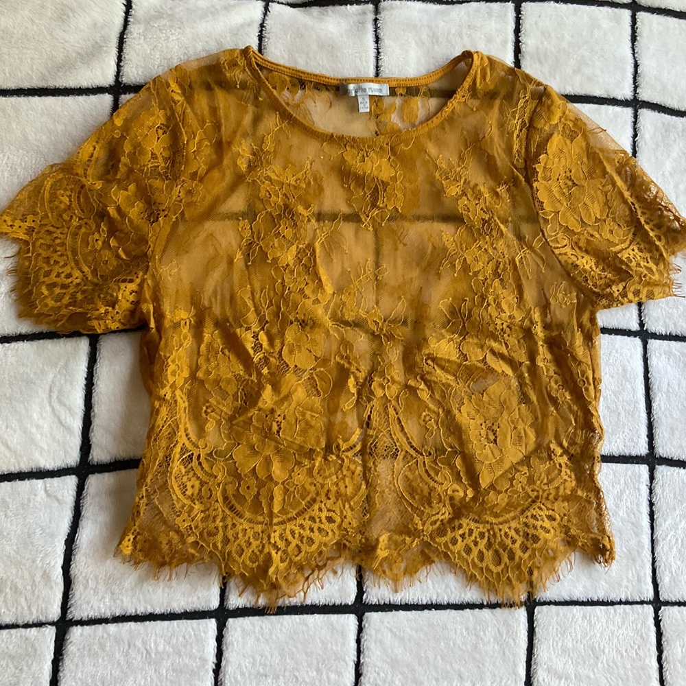 Mustard Gold Yellow Lace Top
